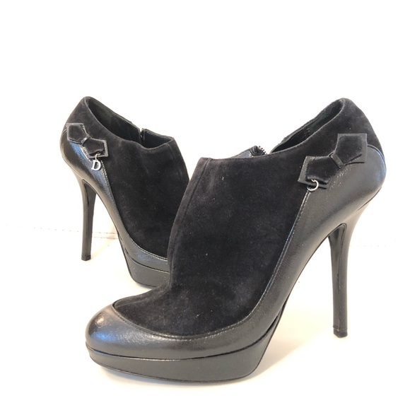 Christian dior black suede and leather ankle booties size 38 - Picture 1 of 8